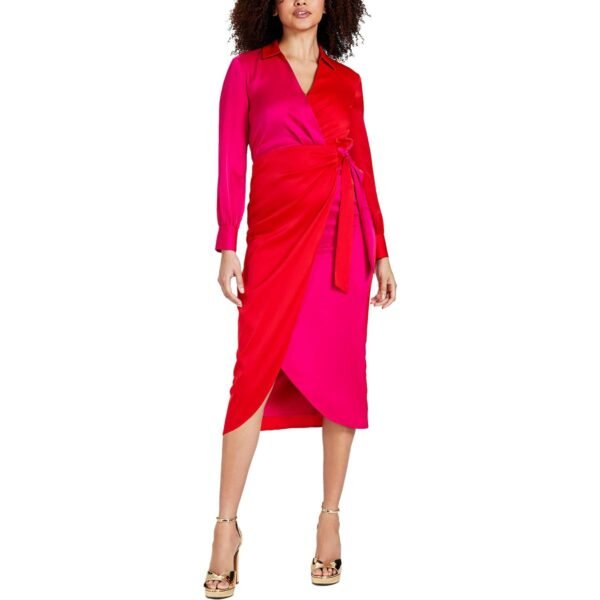 Anne Klein Womens Colorblock Cocktail & Party Dress Midi Dress