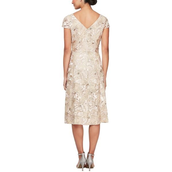 Alex Evenings Womens Plus Sequined Lace Midi Dress - Image 4